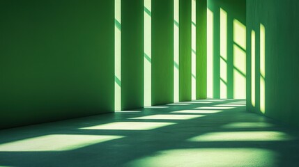Fototapeta premium Green room sunlight shadows interior design