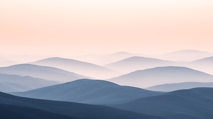 Naklejka premium Rolling hills bathed in the soft light of dawn.