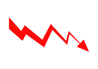 A bold red arrow pointing downward, symbolizing a decrease, loss, or negative trend.