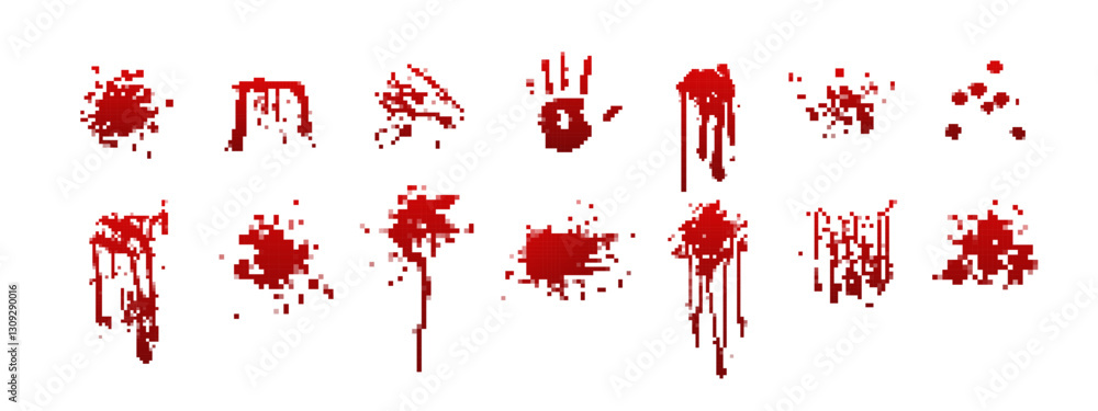 Poster a variety of splattered red paint marks form unique shapes with interesting drip effects and texture
