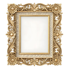 antique gold frame isolated on transparent background