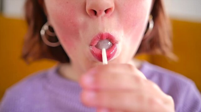 Childhood delight expressed through colorful lollipop enjoyment