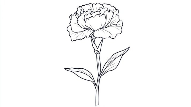 carnation flower line art on white clip art preview