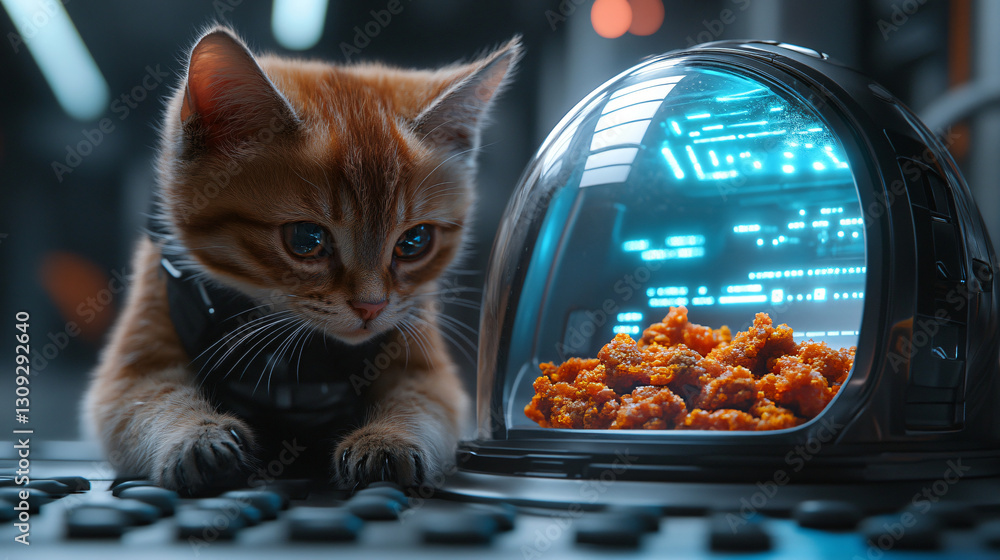 Aufkleber playful kitten curiously gazing at a computer screen illustrating the intersection of technology and