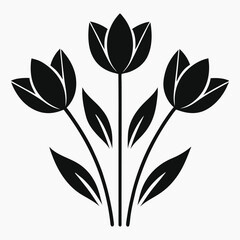 Obraz premium Stylish Three Flower Silhouette with Clean and Modern Lines