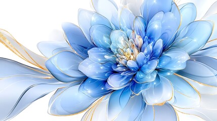 Obraz premium Stunning Abstract Blue Glass Flower with Gold Accents Elegant Floral Design Artistic Wallpaper