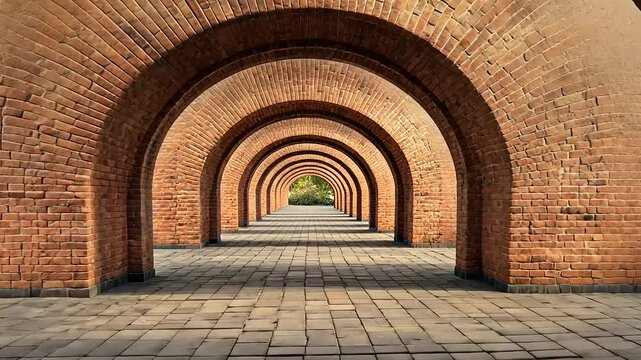 Endless Brick Archway: A Symphony in Red
