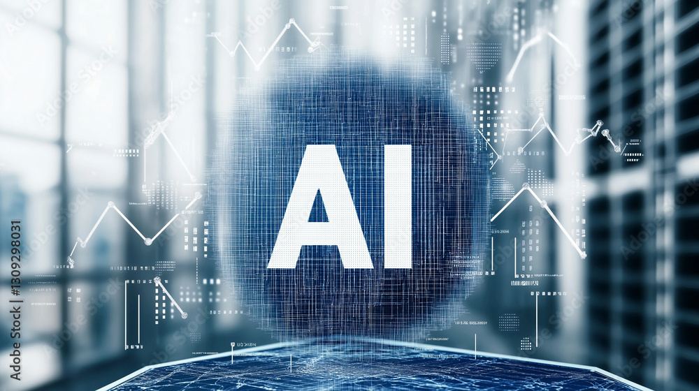 Poster ai world: the future is now, with the letters 