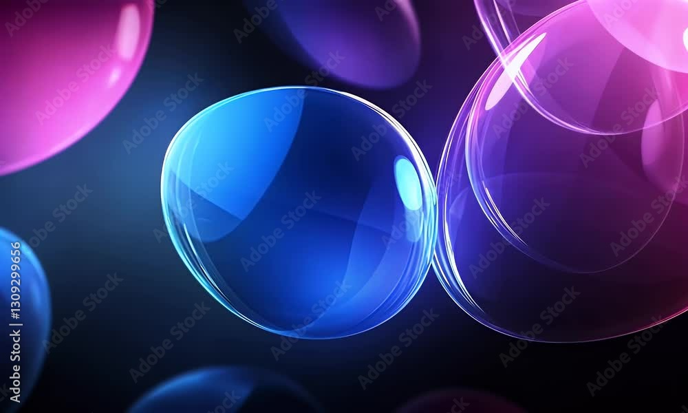 Poster abstract floating bubbles in dark background