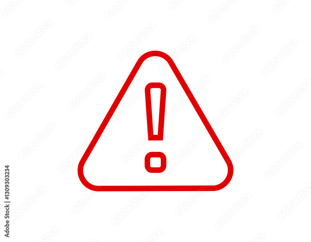 Poster red triangle with a bold exclamation mark, symbolizing a warning or alert message.