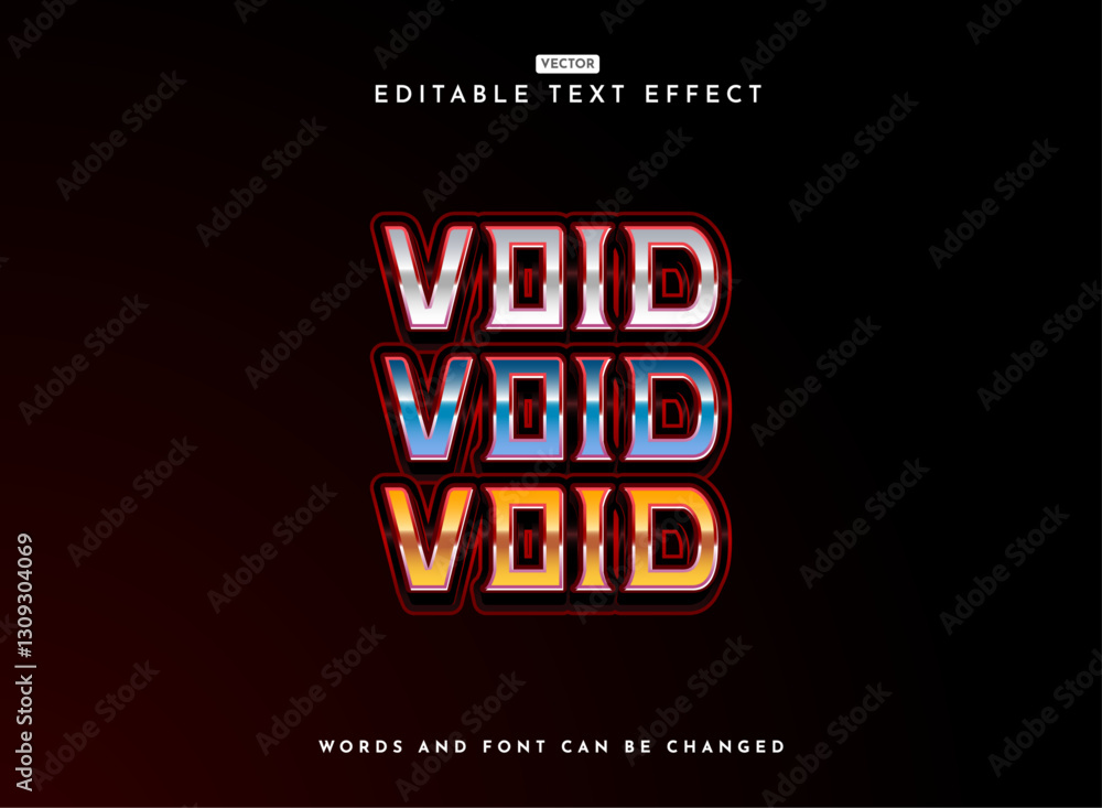 Poster modern chrome void colorful silver gold text effect in 3d gradient style