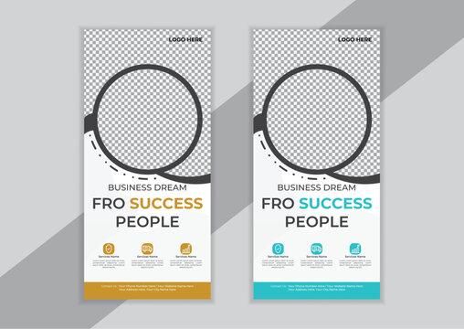 DL Flyer design Pink business template for dl flyer and Layout with modern circle photo and abstract background as well as Roll up banner.