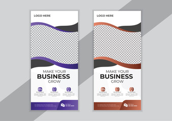 DL Flyer design Pink business template for dl flyer and Layout with modern circle photo and abstract background as well as Roll up banner.