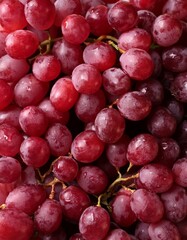 Fototapeta premium Fotografía profesional, de uvas rojas, realizando un fondo de pantalla, de un patron de uvas perfectamente alineadas, realista, 4k