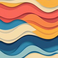 Obraz premium Abstract Waves Layers Colorful Papercut Style Full Frame Background, texture, graphic resource, wallpaper, paper art.
