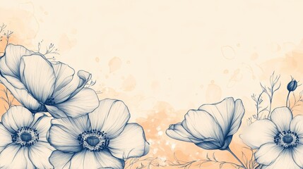 Elegant Floral Illustration on Soft Peach Background for Design Use