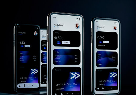Luxury Smartphone App Mockup with Dark UI Design with Generative AI