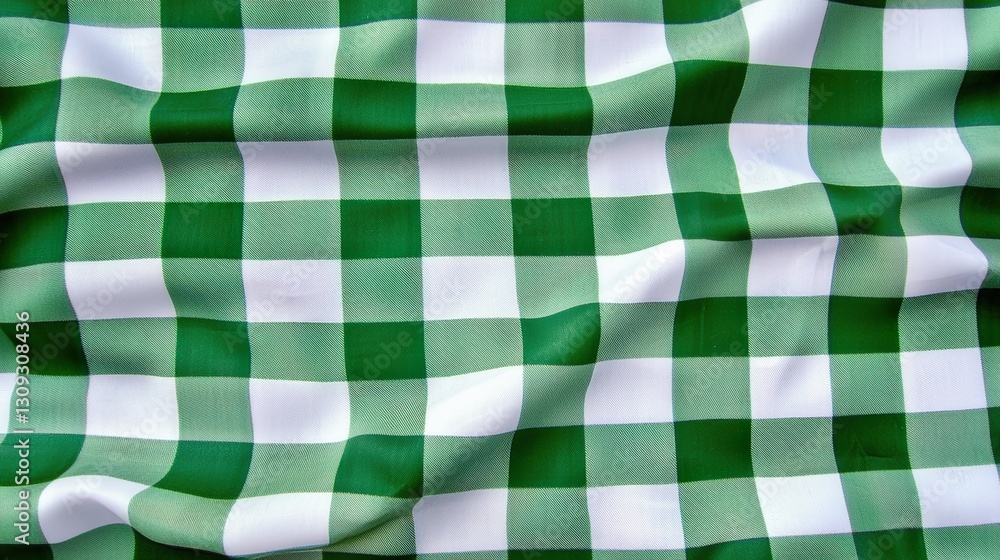 Aufkleber green and white gingham fabric texture with smooth surface and without shadow for seamless patterns 