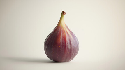 A ripe fig with a rich color against a neutral background