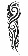 Fototapeta premium Intricate Tribal Tattoo Design with Flowing Swirls and Sharp Edges in Black Ink Style.