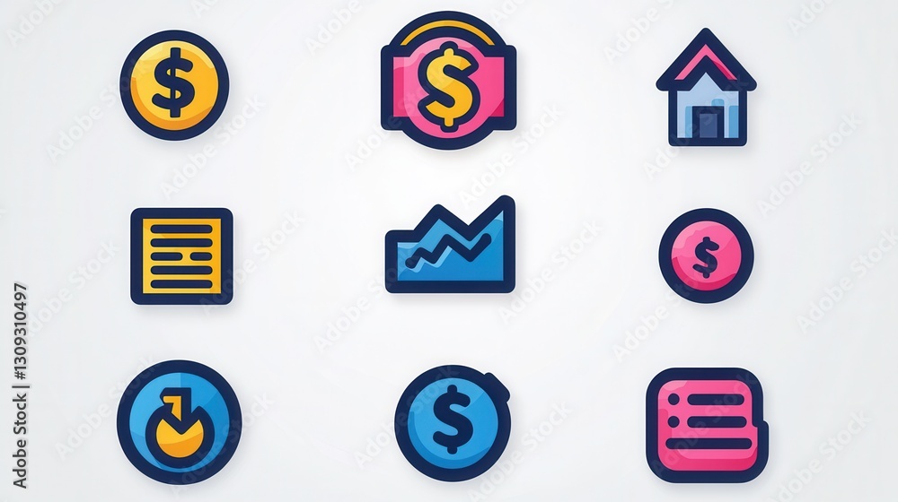 Aufkleber this comprehensive outline showcases a set of 15 financial and coin icons that visually represent va
