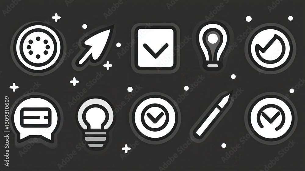 Poster a collection of simple elegant and visually striking linear icons designed to enhance digital applic