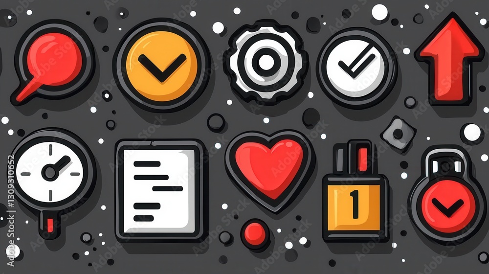 Poster a collection of 15 simple and elegant linear icons designed to visually represent various digital co