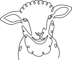 A continuous line art drawing of sheep showcases the elegance of pet animals.