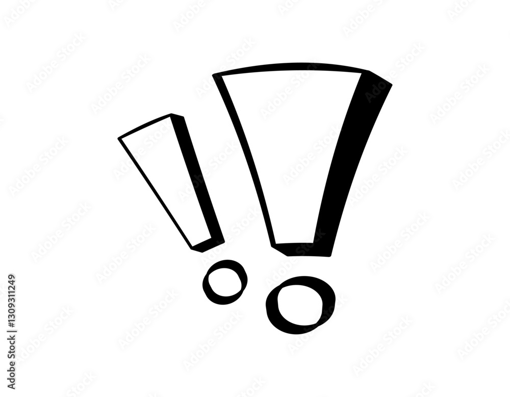 Poster a bold black design with an exclamation mark and a question mark side by side.