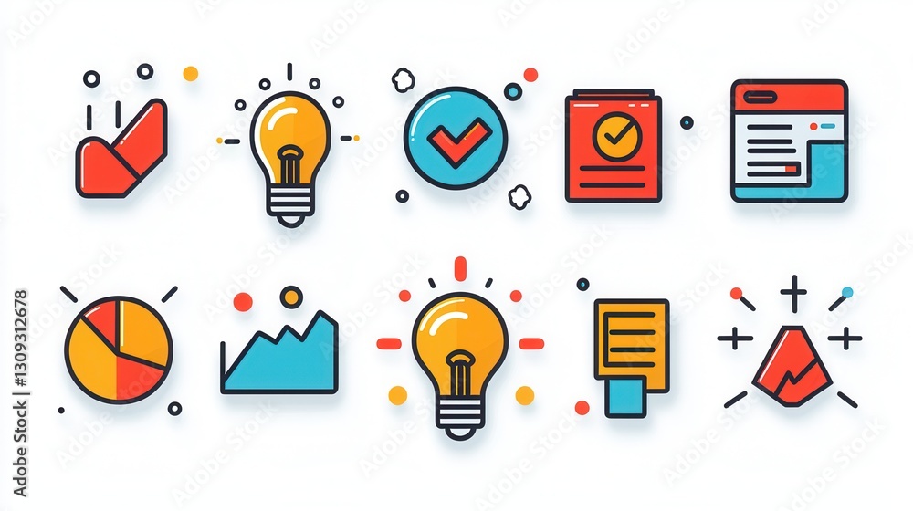 Poster this set of 15 outline icons represents the key elements and concepts associated with startup and en