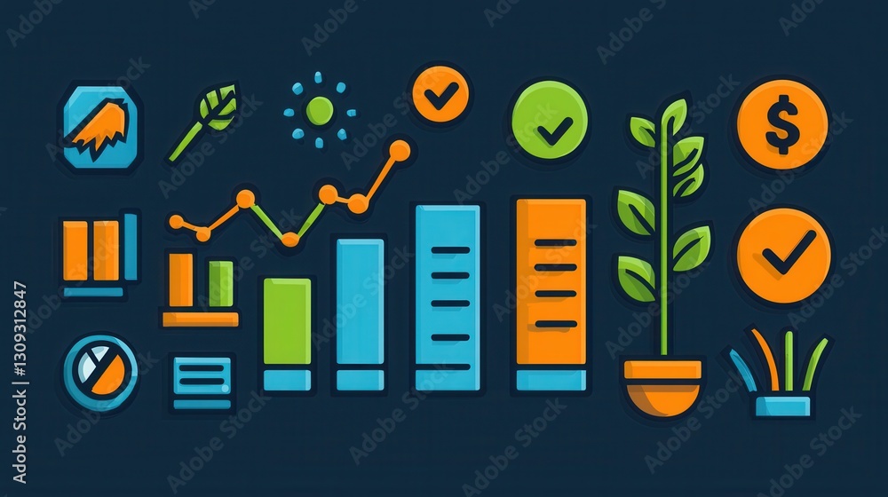 Poster comprehensive set of 15 outline business growth and analytics icons perfect for creating digital pre