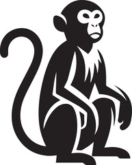 Obraz premium black monkey clip art vector, monkey silhouette vector, monkey vector illustration, monkey logo vector, monkey vector icon, monkey silhouette vector isolated on white background full body