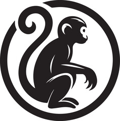 Fototapeta premium black monkey clip art vector, monkey silhouette vector, monkey vector illustration, monkey logo vector, monkey vector icon, monkey silhouette vector isolated on white background full body