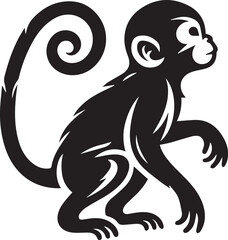 Obraz premium black monkey clip art vector, monkey silhouette vector, monkey vector illustration, monkey logo vector, monkey vector icon, monkey silhouette vector isolated on white background full body