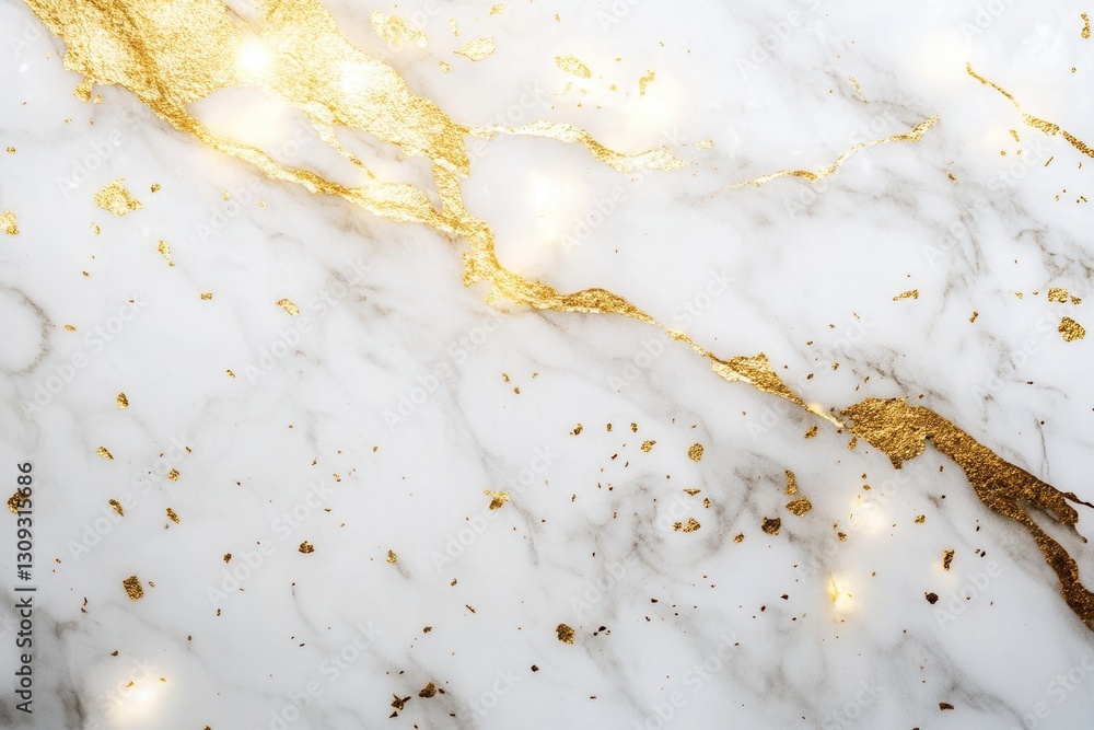 Aufkleber luxury golden accents on white marble create a stunning minimalistic surface with subtle golden dust