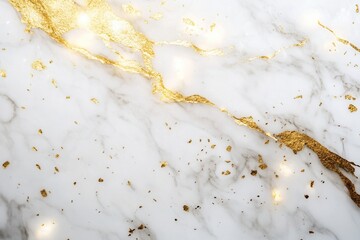 Luxury golden accents on white marble create a stunning minimalistic surface with subtle golden dust and elegant texture details