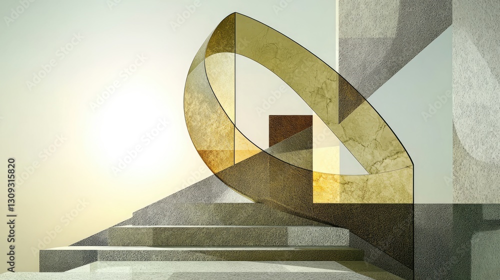 Poster an elegant geometric composition with soft silver gradients and subtle texture.
