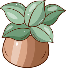 Cute doodle plant on the pot hand drawn