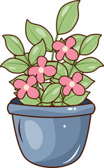 Cute doodle plant on the pot hand drawn