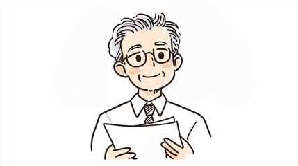 資料を手に持つシニア男性