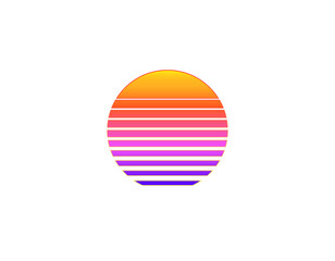 A vibrant retro sun design, echoing the geometric and colorful style popular in the 80s and 90s.