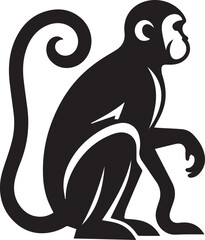 Obraz premium black monkey clip art vector, monkey silhouette vector, monkey vector illustration, monkey logo vector, monkey vector icon, monkey silhouette vector isolated on white background full body