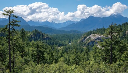 Obraz premium Mountain Valley View; Forest Landscape