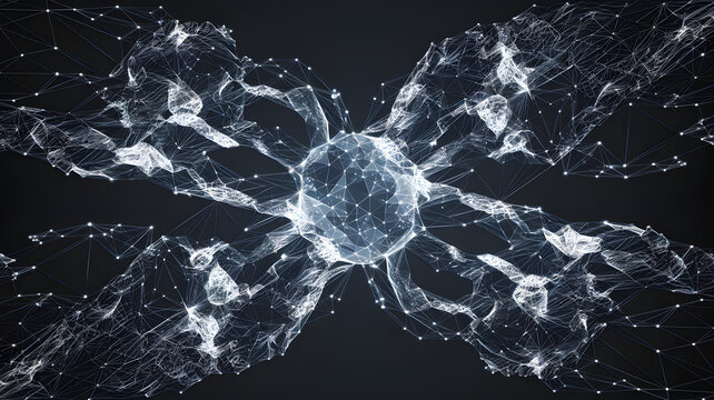 A virtual network of AI-driven, self-organizing systems creating a fluid, adaptive environment.