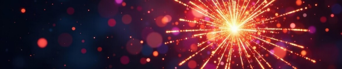 Vibrant firework explosion, glittering sparks , explosion, purple, golden