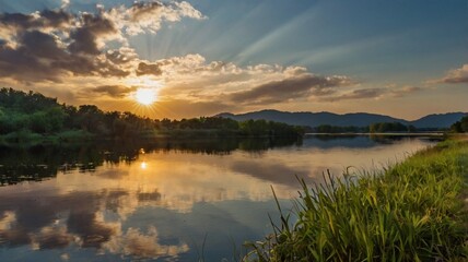 sunset over the lake