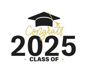 Class of 2025 vector illustration. Festive celebration design for graduation events and announcements. Congratulations graduates design template for social media posts to honor graduates.