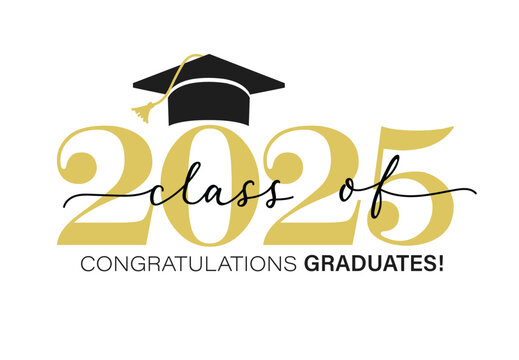 Class of 2025 vector illustration. Festive celebration design for graduation events and announcements. Congratulations graduates design template for social media posts to honor graduates.