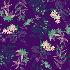 Tropical pattern, floral, leaves. Digital print in Repeat (rapport), Resolution 300 DPI, ideal for fashion, decoration and stationery.