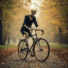 Skeleton riding a bike